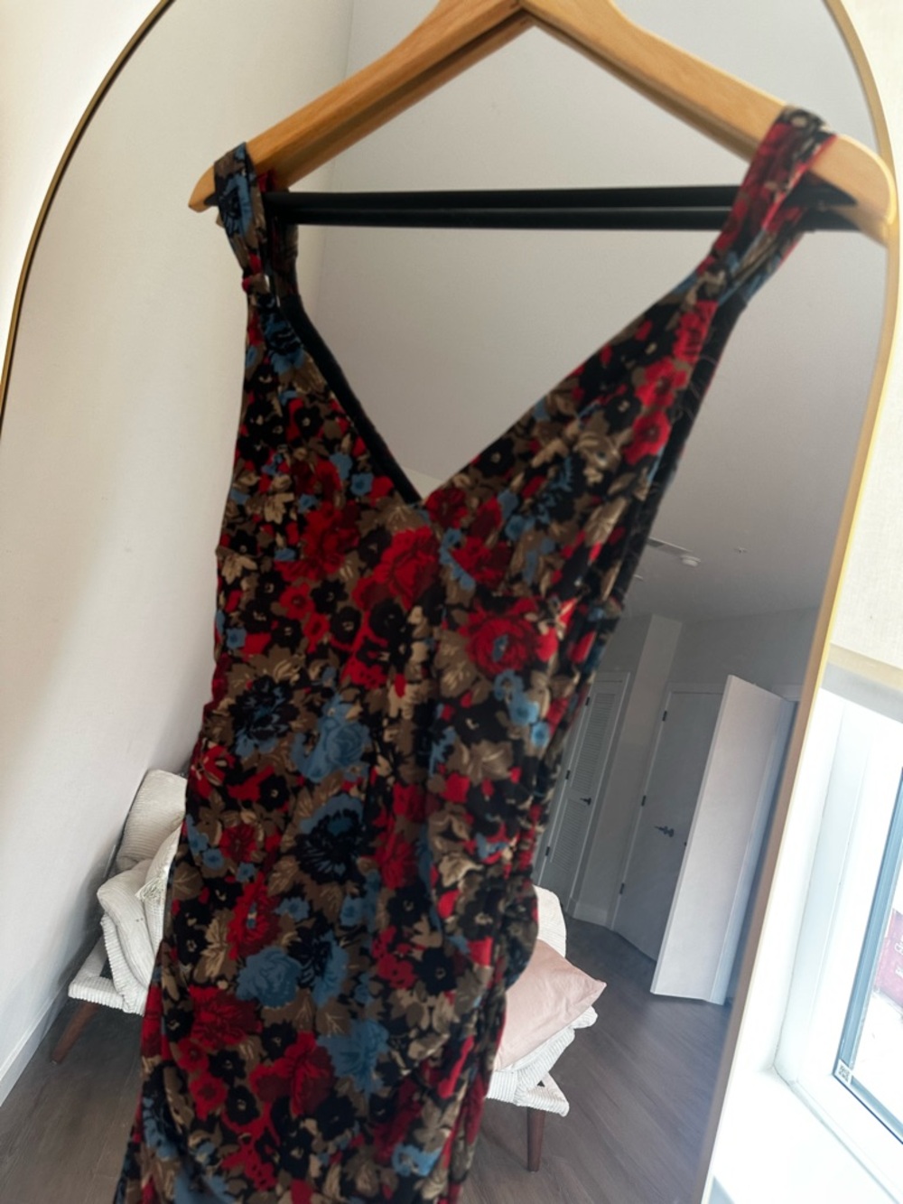 Free People Floral V-Neck Midi Dress in Blue, Red and Black - Picture 4 of 5